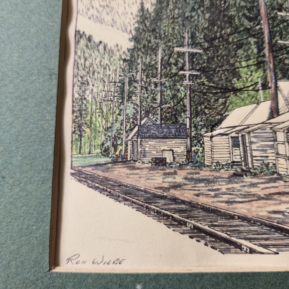 Ron Wiebe XL "East Portal" Framed PNW Railroad Art Print Vintage Train Station - Picture 3 of 9